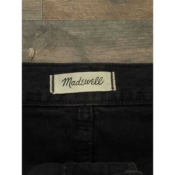 Madewell Raw Hem Denim A-Line Mini Skirt Womens 27 Black Lunar Wash Button Front - Picture 2 of 6